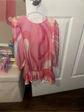 Emilio Pucci Pink Swirl Peplum Dress